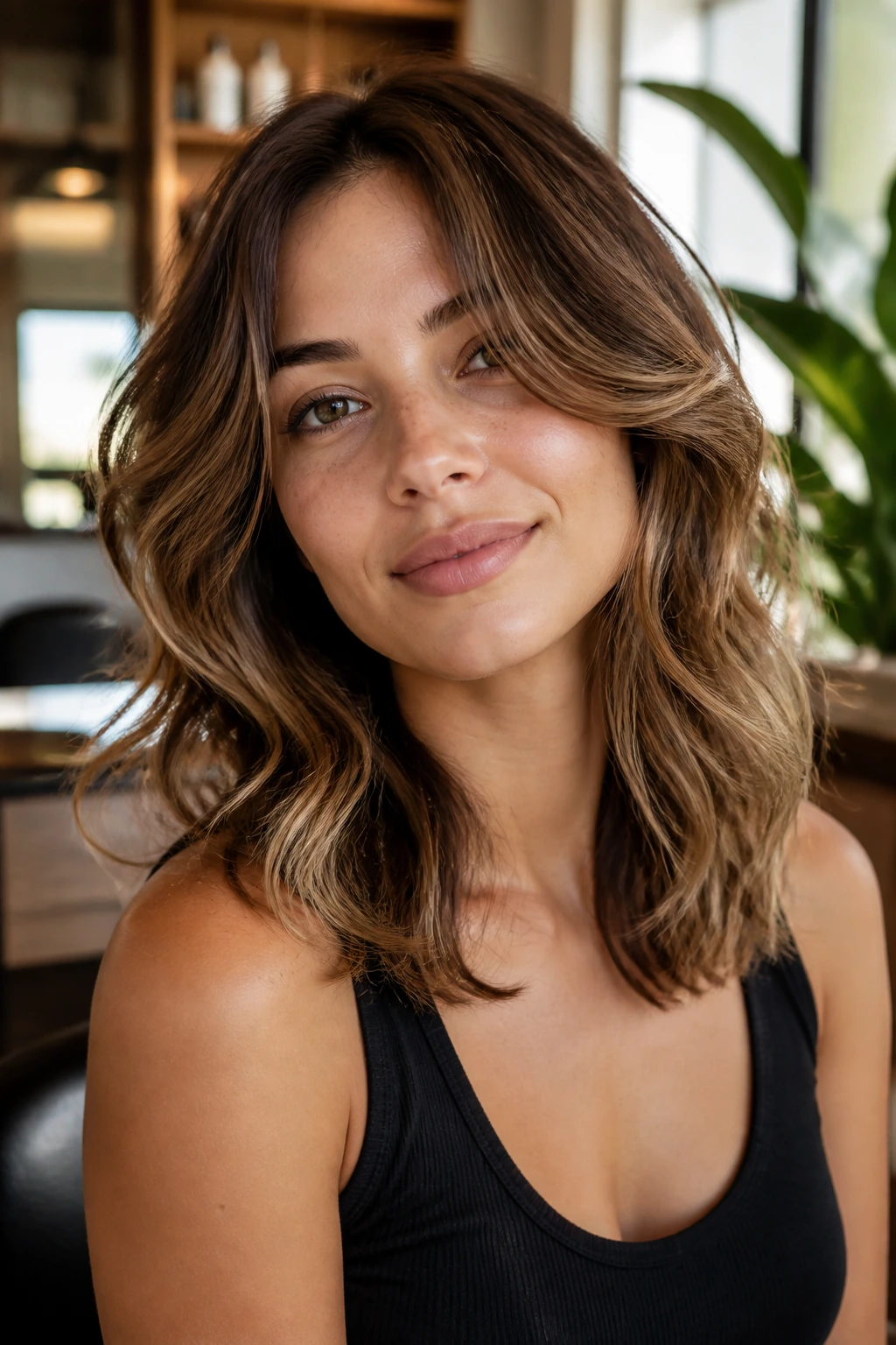 Portrait of a person with layered medium waves showing how layering shapes waves.