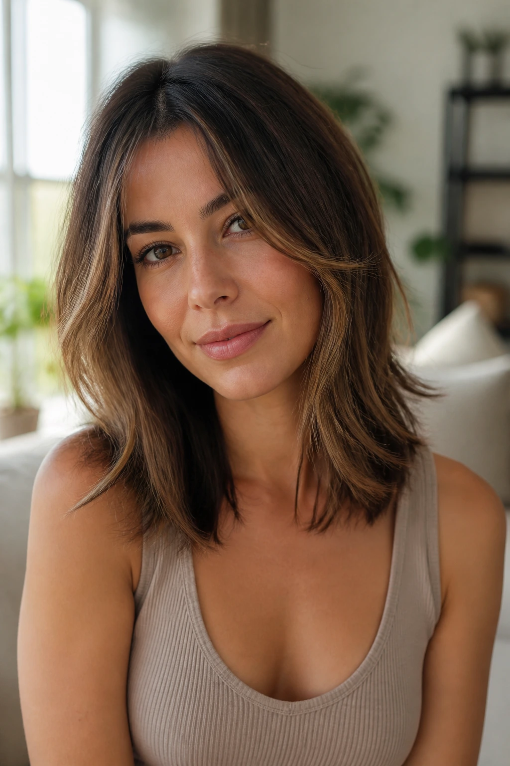 Portrait of a person with shoulder-length hair showing adaptable looks