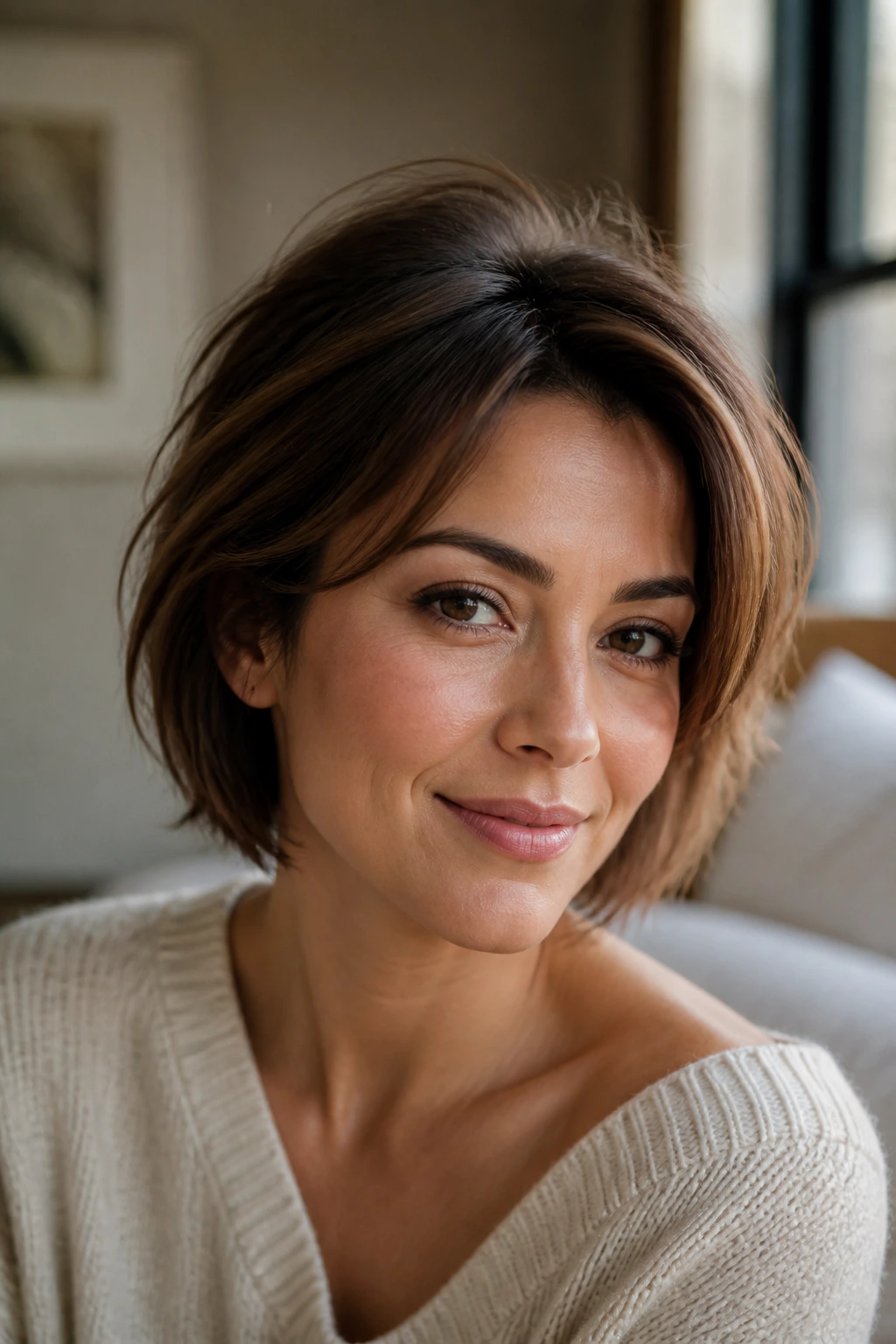 Portrait showing lifted crown styling for thin hair