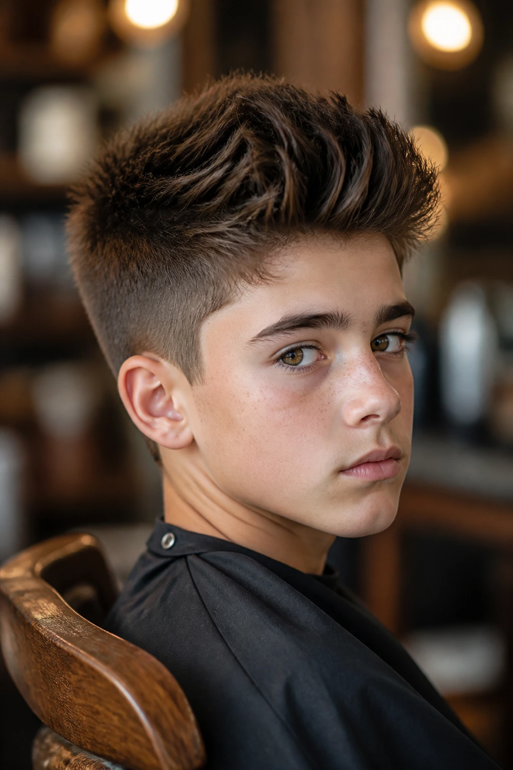 Close-up portrait of a teen with lifted roots and textured crown