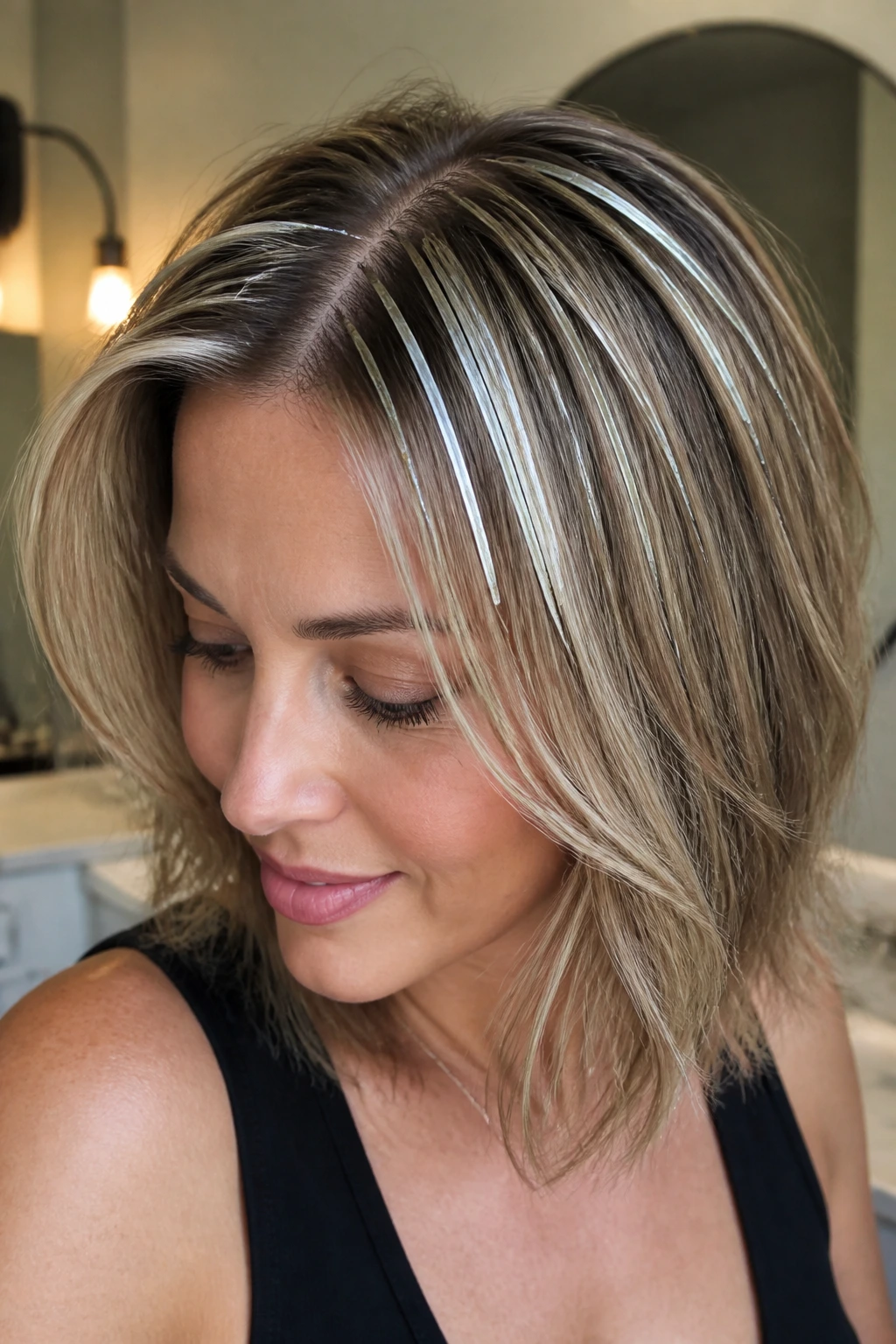 Close-up of a real person's hair showing light-and-shadow contrast to create fullness.