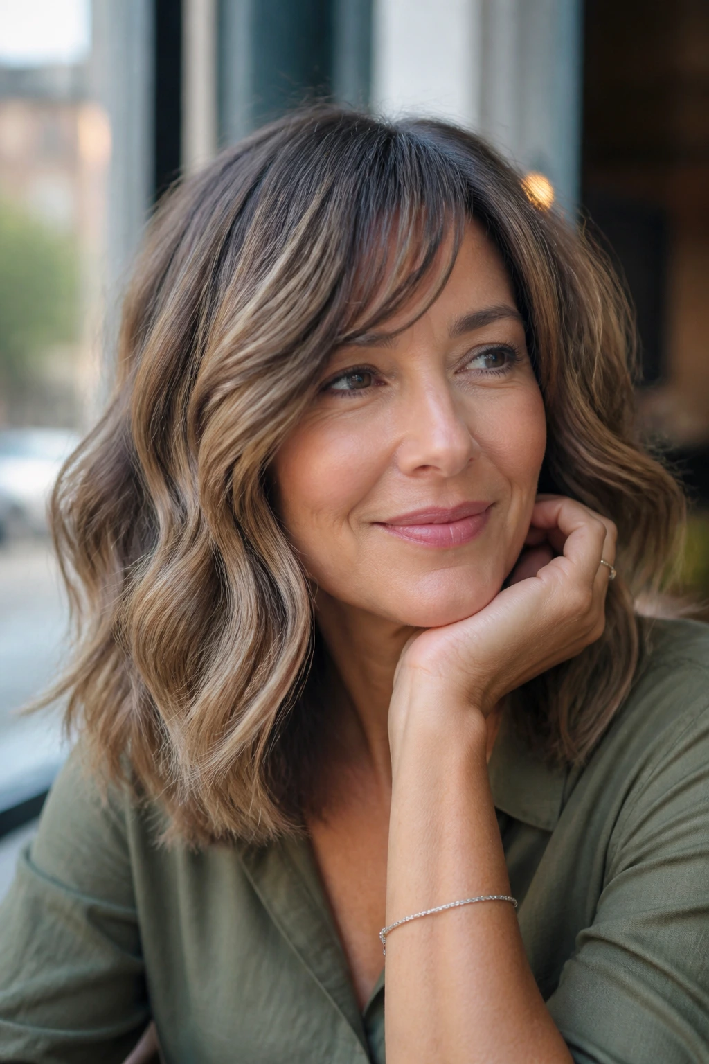 Portrait of undone lob with wide barrel waves