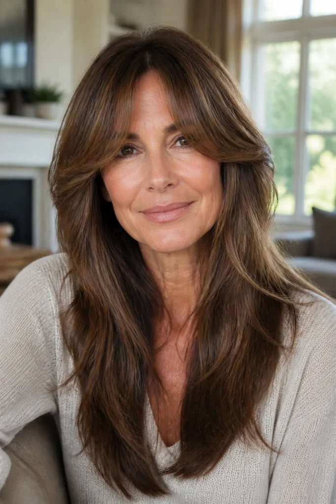 22 Hairstyles for Women Over 50 with Curtain Bangs
