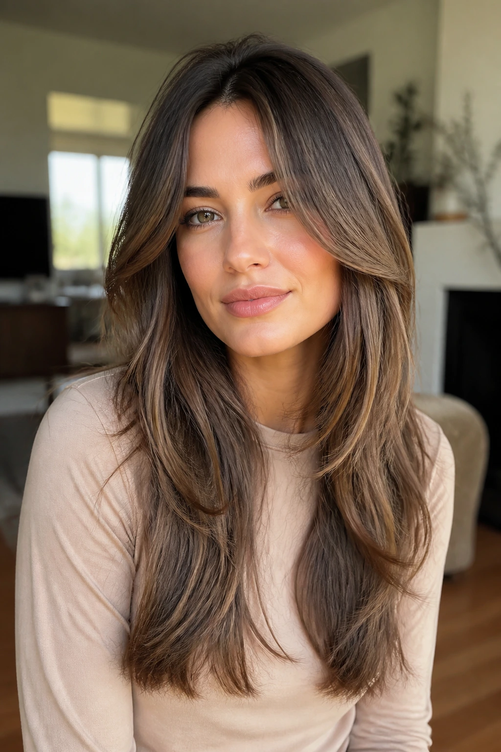 Portrait showing subtle long layers and soft bend in long hair