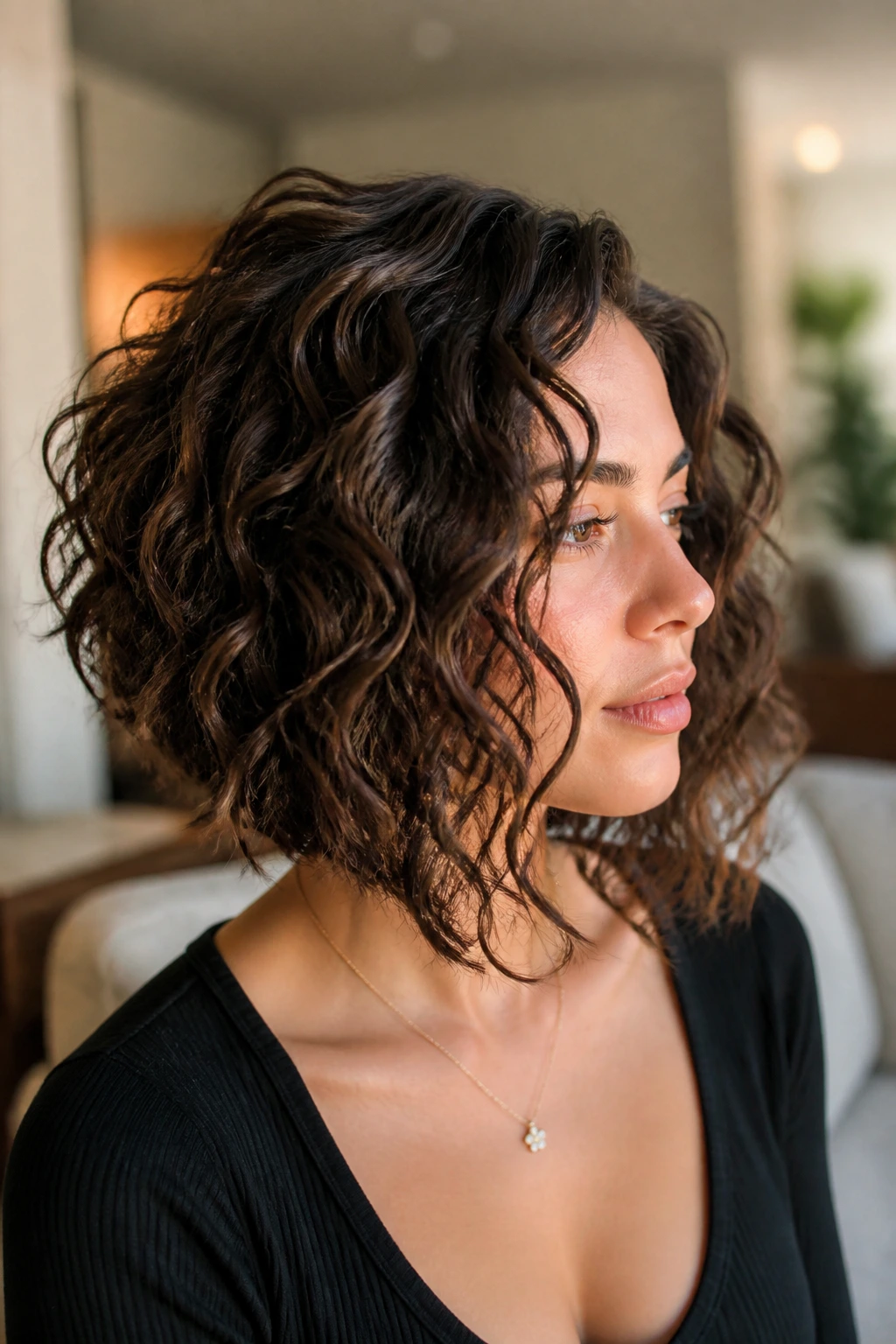 Profile headshot of a real person with a long inverted bob and face-framing layers