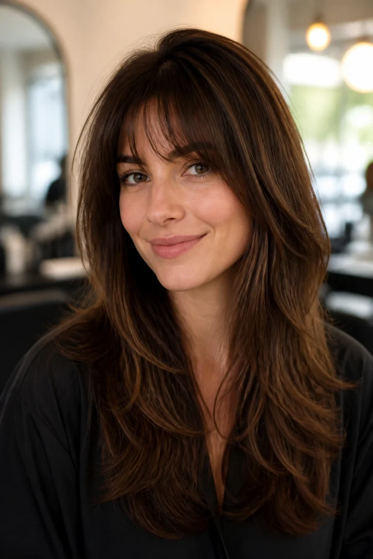 25 Long Length Layers with Bangs for Oval Faces