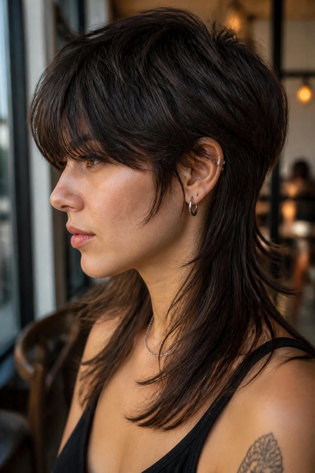 Portrait of a real person with long mullet and tapered nape