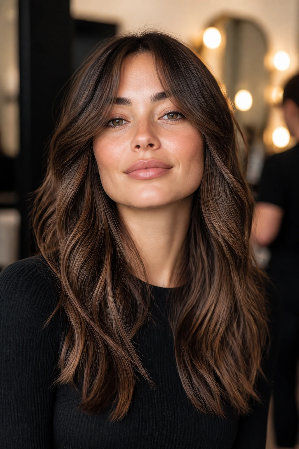 Portrait of a real person with winning hair shape for square face