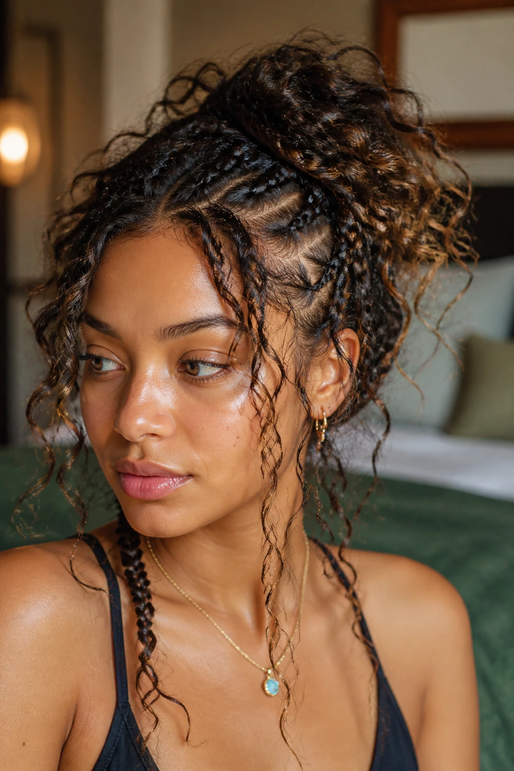 Close-up of a real person with a looser, airy braid look
