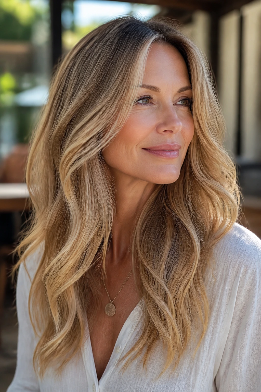 Woman with loose waves and invisible inner layers