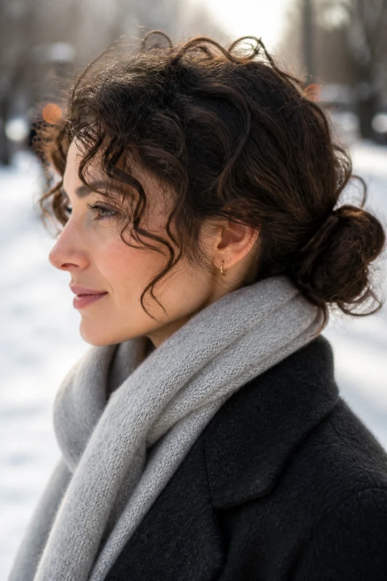 18 Winter Easy Updos for Medium Hair with Curly Hair