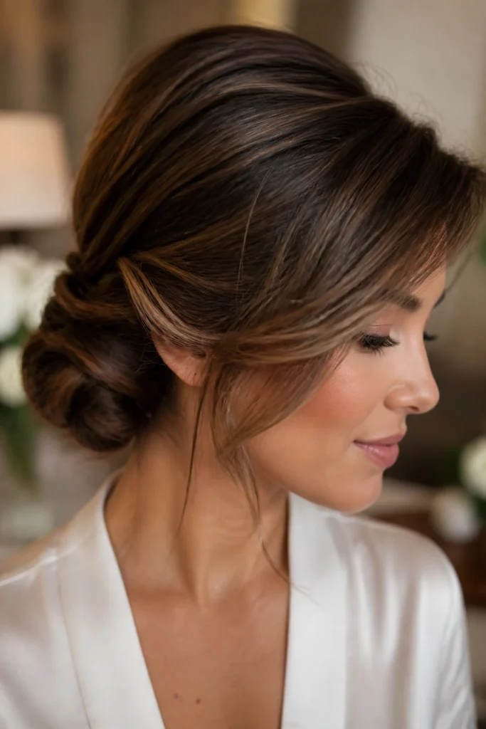 25 Romantic Hairstyles for Thin Hair with Side-Swept Bangs