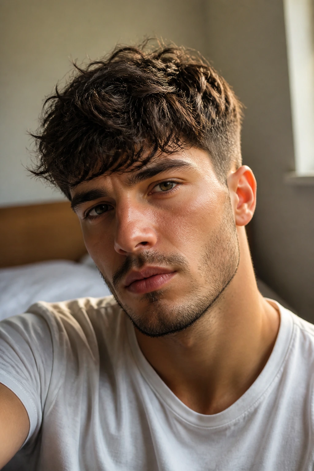 Man with messy crop and natural fringe
