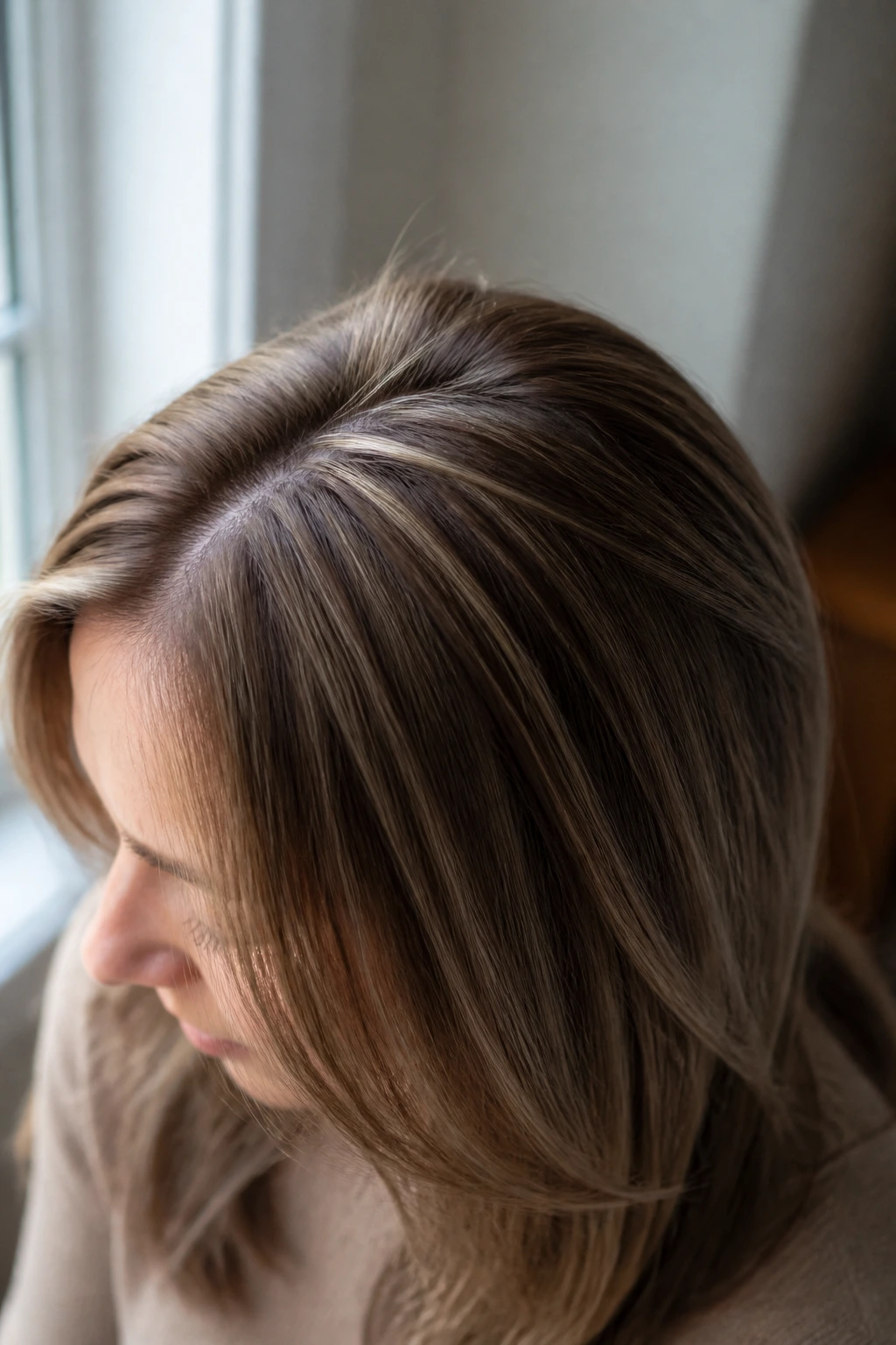 Crown micro-highlights creating the illusion of volume on a real person