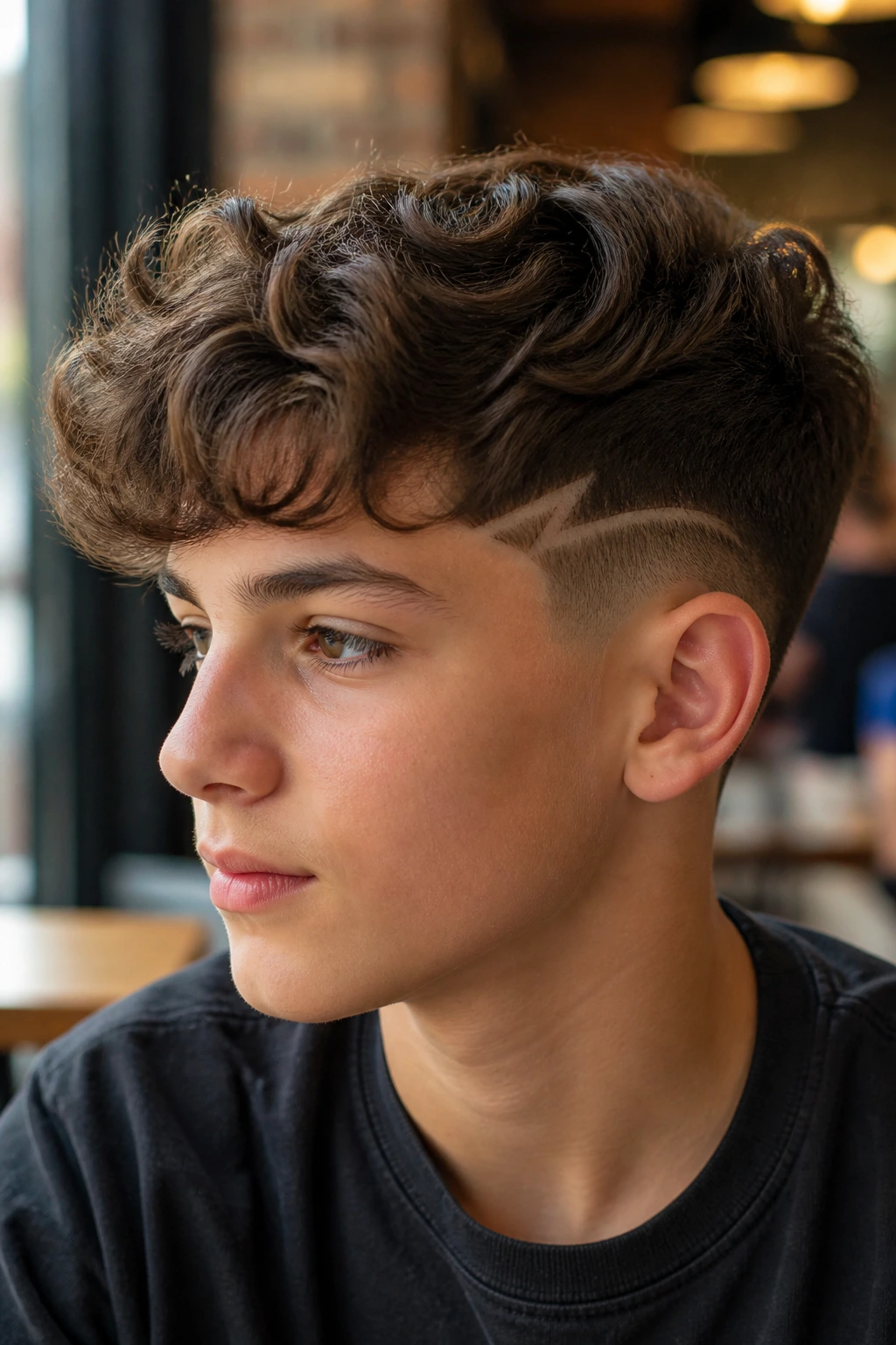 Boy with mid taper and diagonal bolt