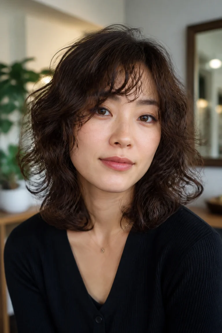 22 Korean Layered Medium Haircuts for Curly Hair