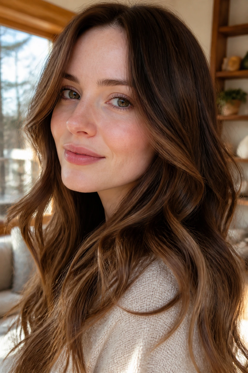 Hair with milk chocolate veining for a soft warm finish