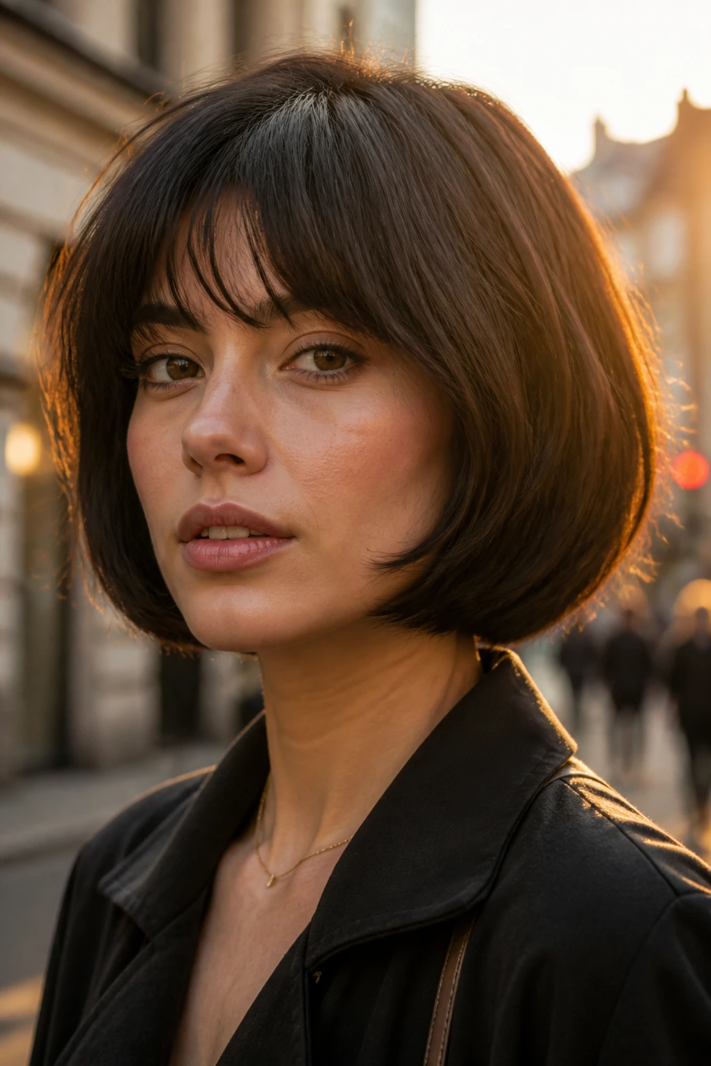 Close-up of a person with a modern pageboy haircut