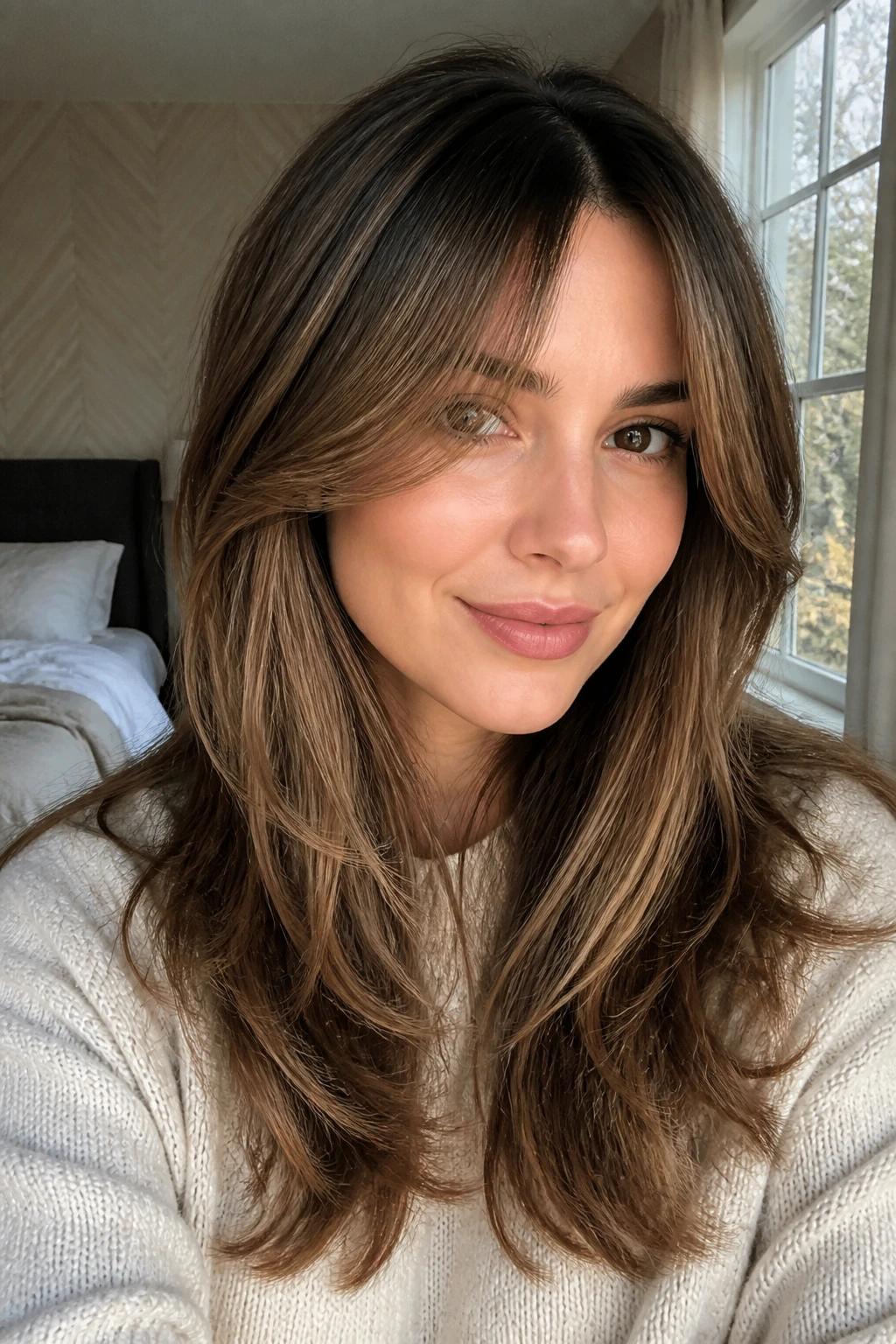 Portrait showing everyday morning layered hairstyle
