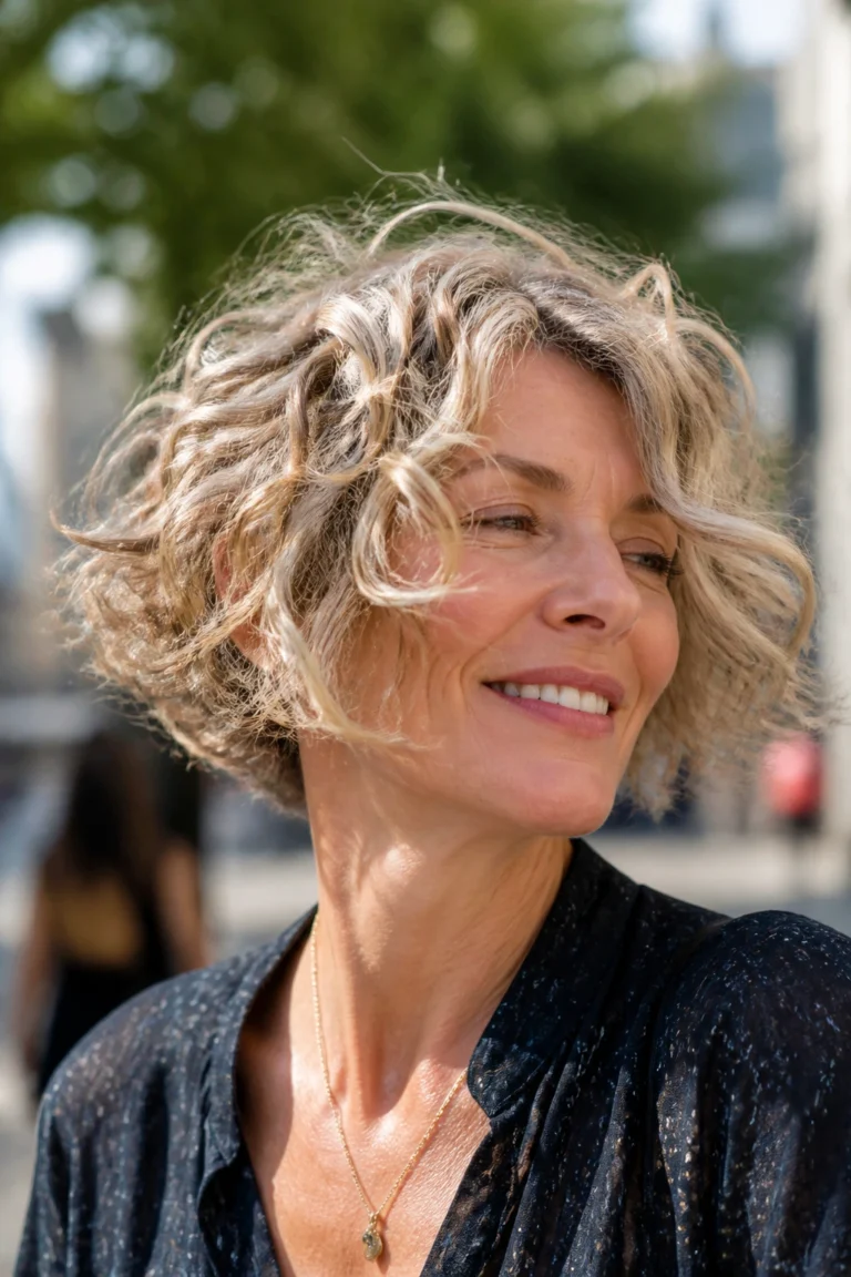 25 Choppy Bobs for Women Over 50 with Curly Hair