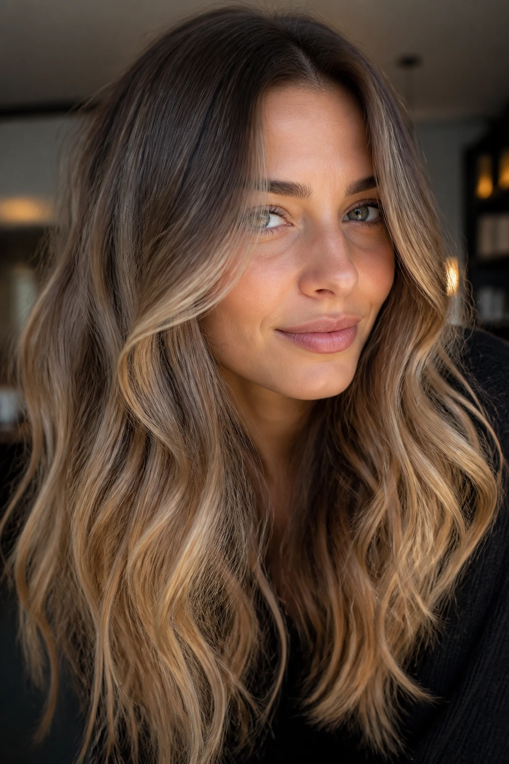 Mushroom brown base gradually warming to gold on a real person.