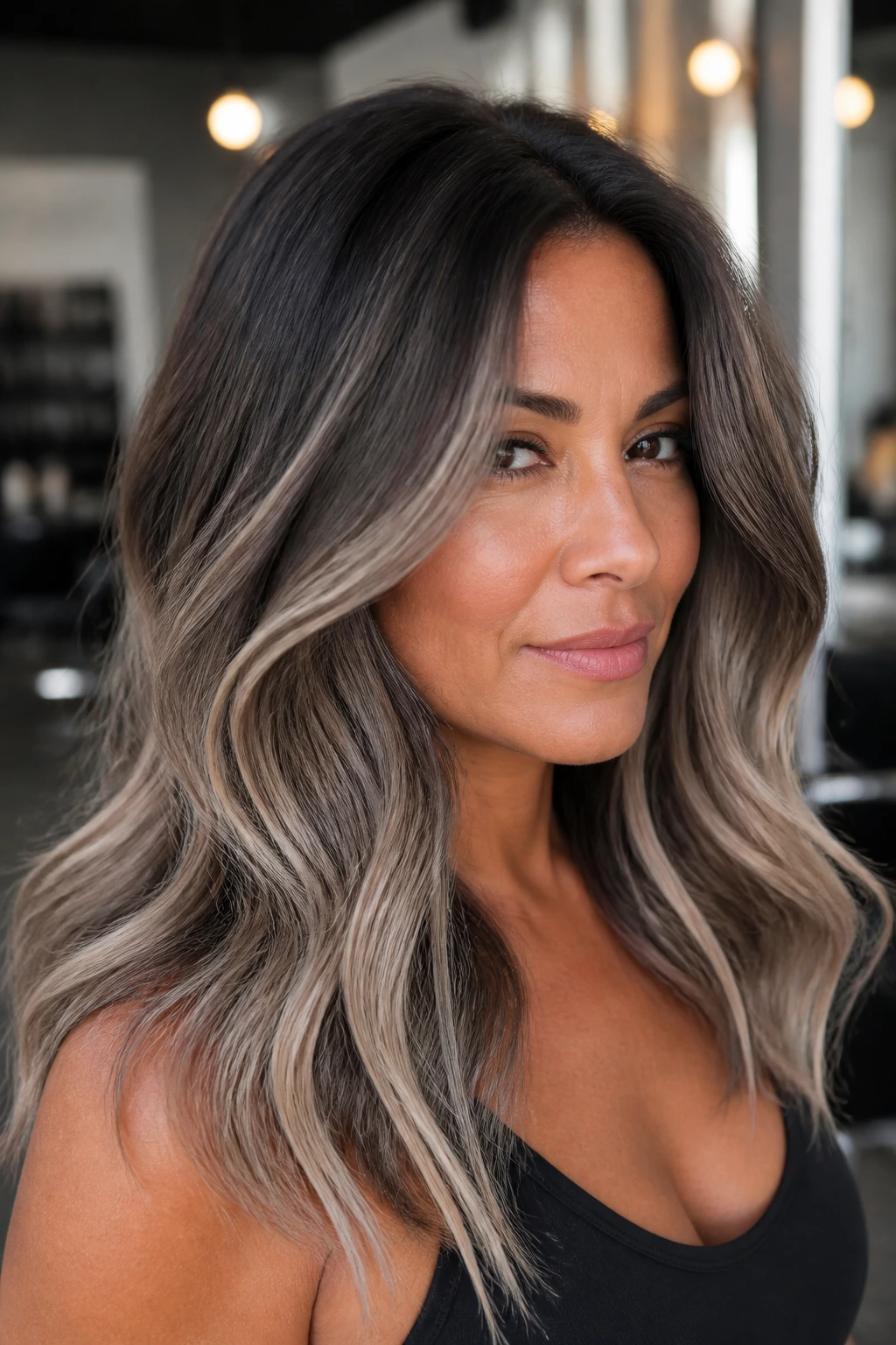 Close-up portrait of a real person with Mushroom Ombré hair