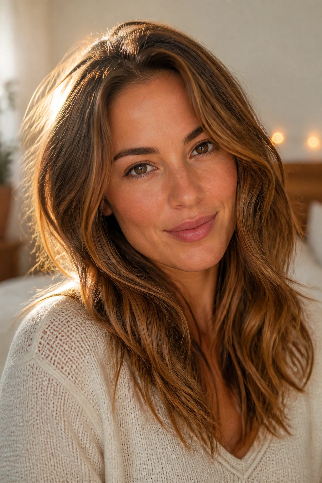 Portrait of a real person with warm-toned hair that flatters warm skin