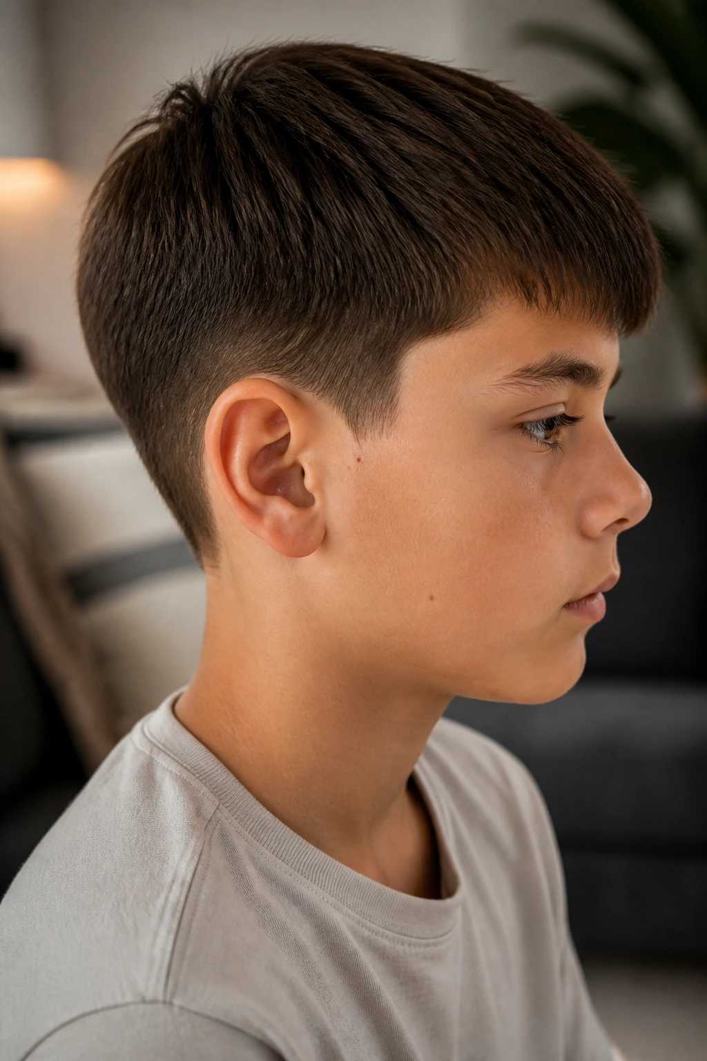 Real boy with sharp haircut and clean edges between visits