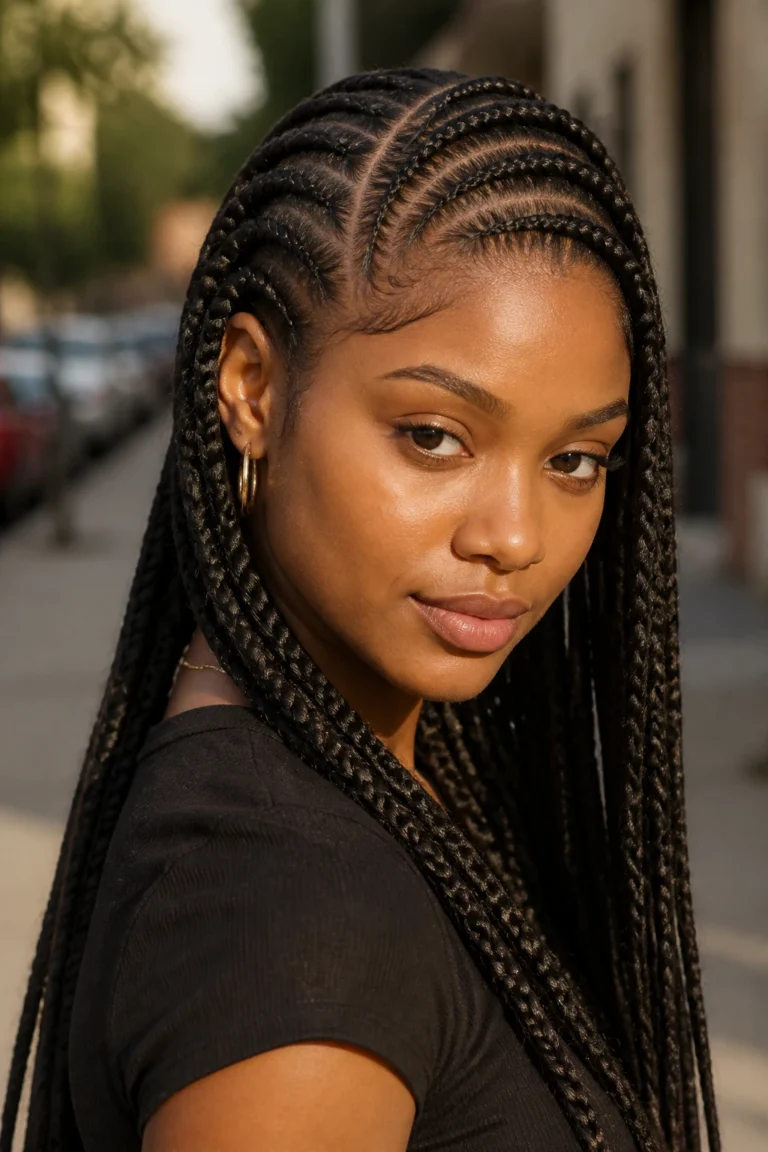 25 Straight Back Cornrows for Long Hair with Soft Layers