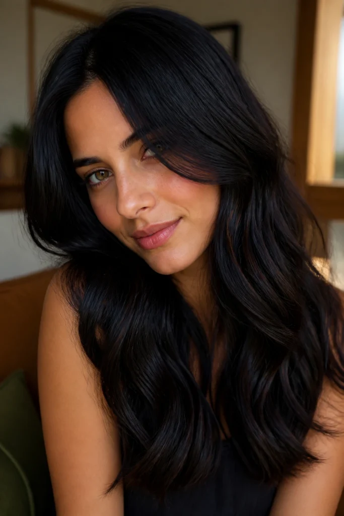 25 Black Hair Color Ideas for Olive Skin with Lowlights