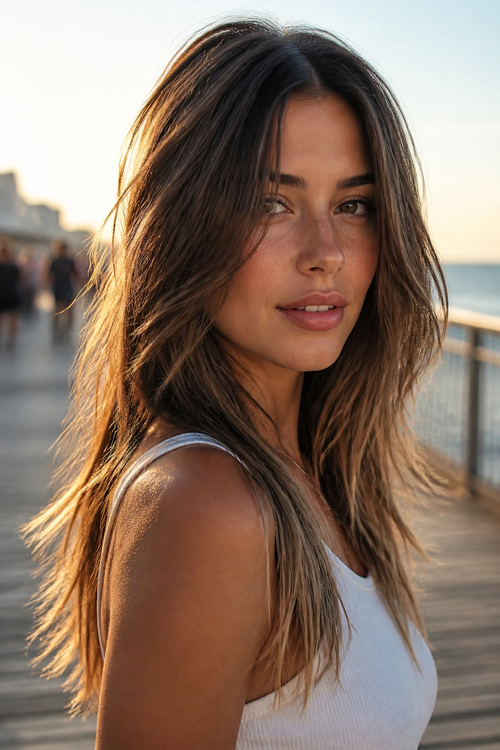 Close-up of a real person with piecey ends for texture