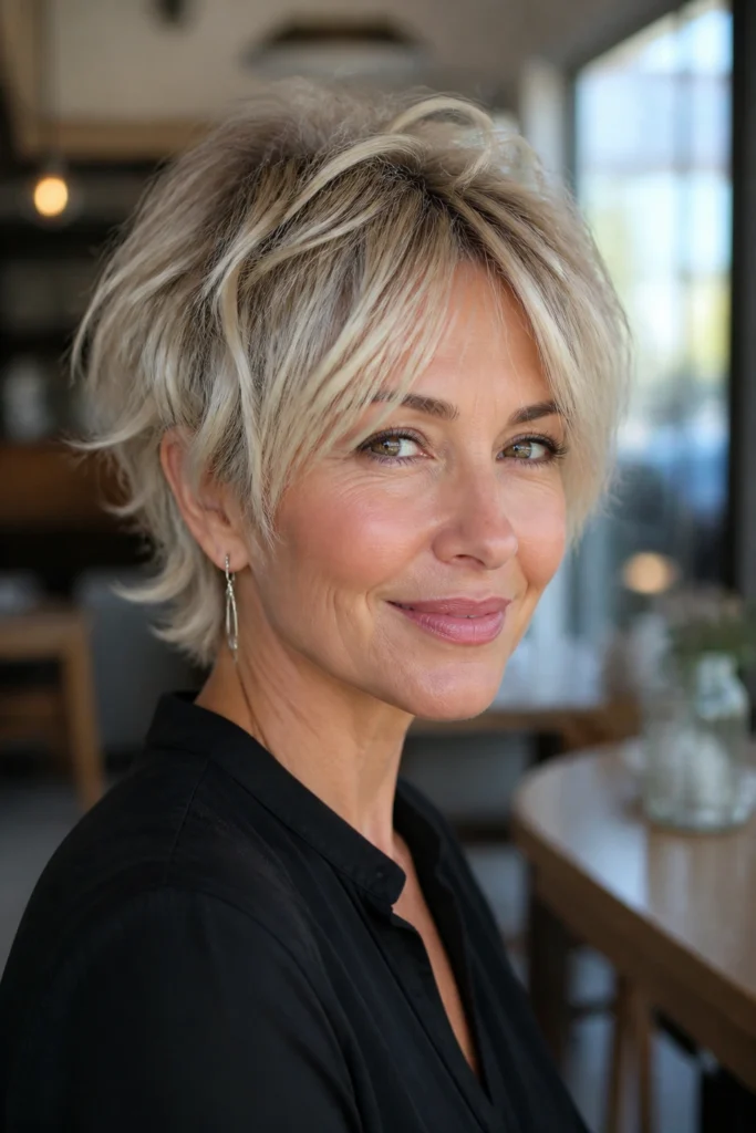 22 Short Shaggy Haircuts for Older Women with Curtain Bangs