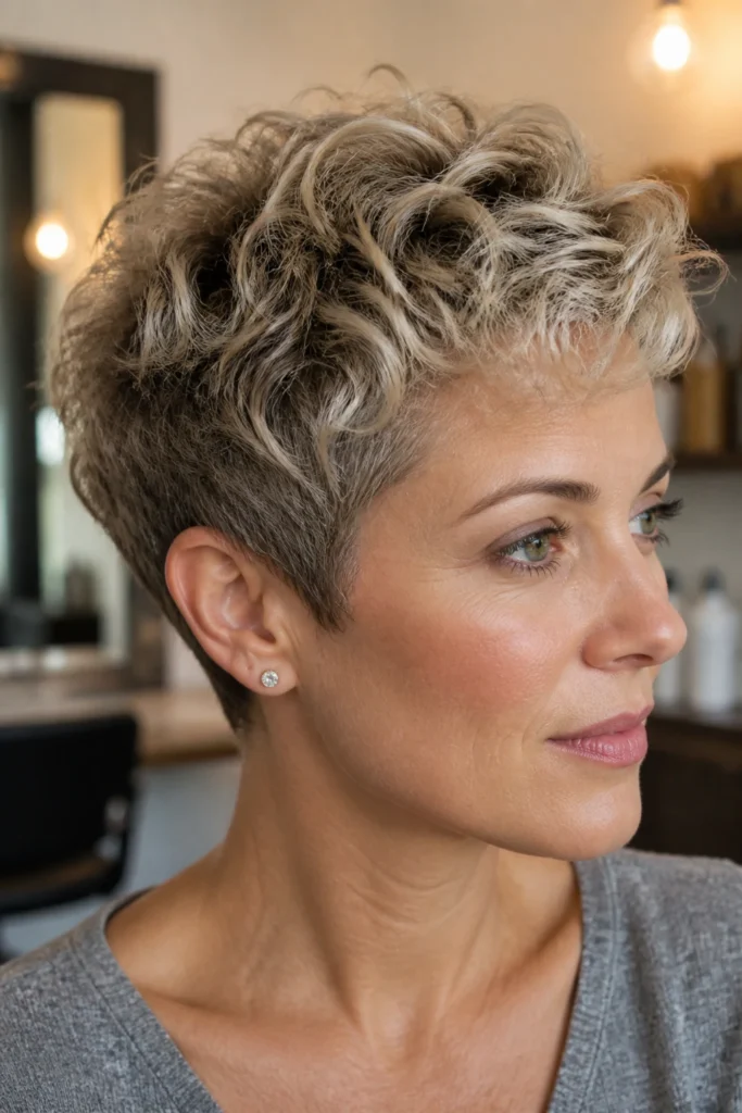 25 Short Blonde Hairstyles for Curly Hair with Lowlights
