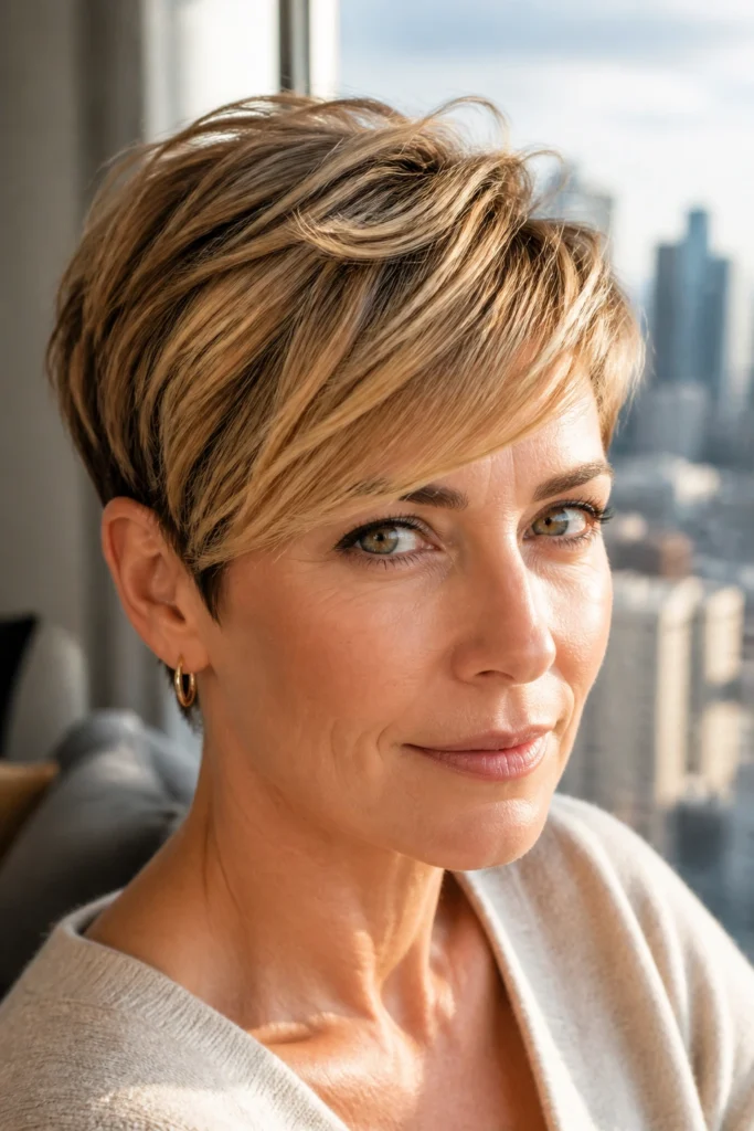 25 Hi Lights Hairstyles for Fine Hair with Side-Swept Bangs