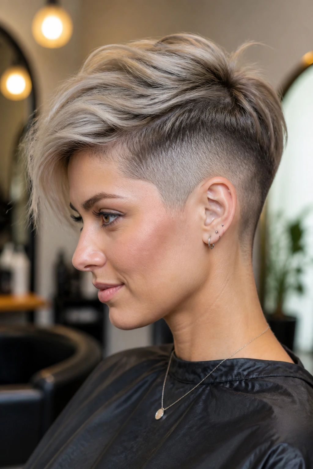 Person with pixie variation featuring rebellious undercut