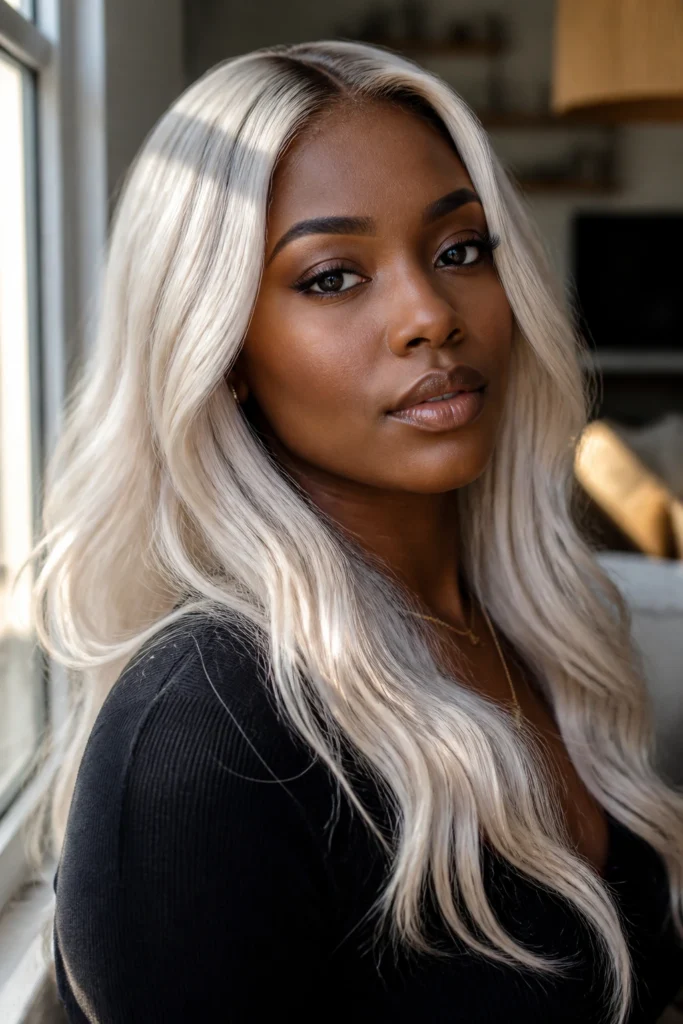 25 Platinum Hair Color Ideas for Deep Skin Tones