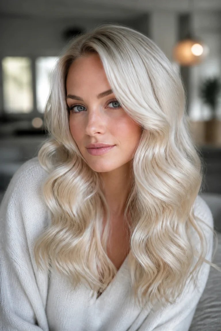 25 Arctic Blonde Hairstyles for Fair Skin with Loose Curls