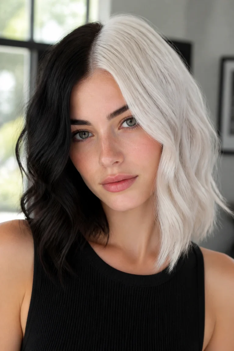 25 Block Dyed Hairstyles for Summer with Wavy Hair