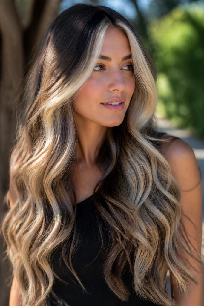 28 Platinum Blonde Long Lowlights for Brunettes