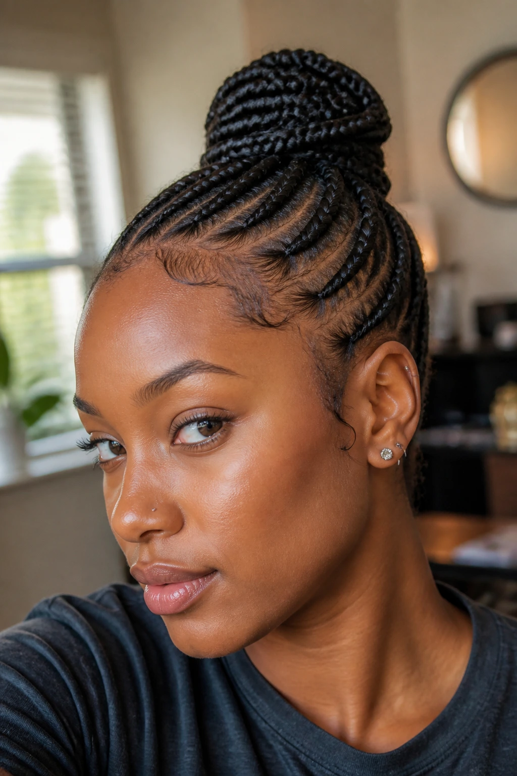 Portrait of a real person with a quick braid style illustrating efficiency and grip