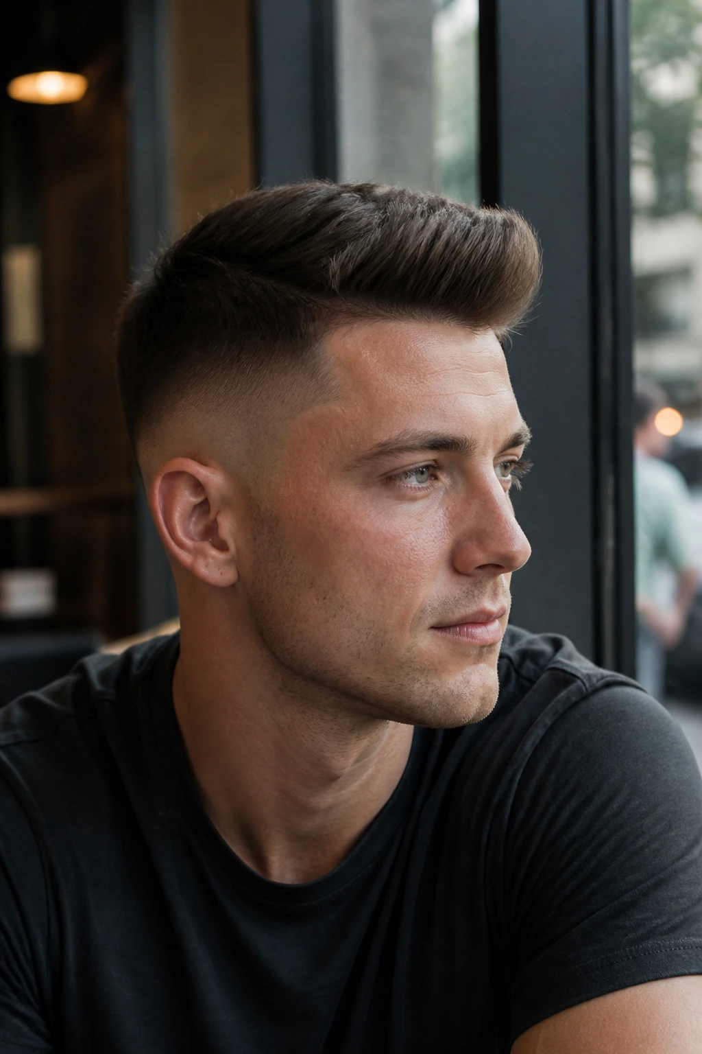 Portrait of a man with a short quiff and clean fade