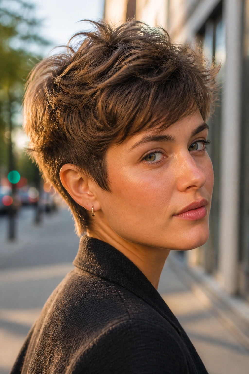 Portrait of a real person with Razor-Cut Pixie Shag
