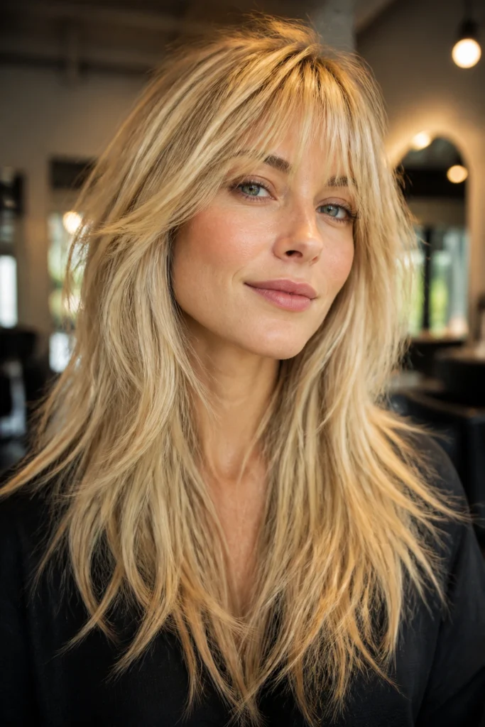 30 Blonde Long Shag Haircuts for Oval Faces