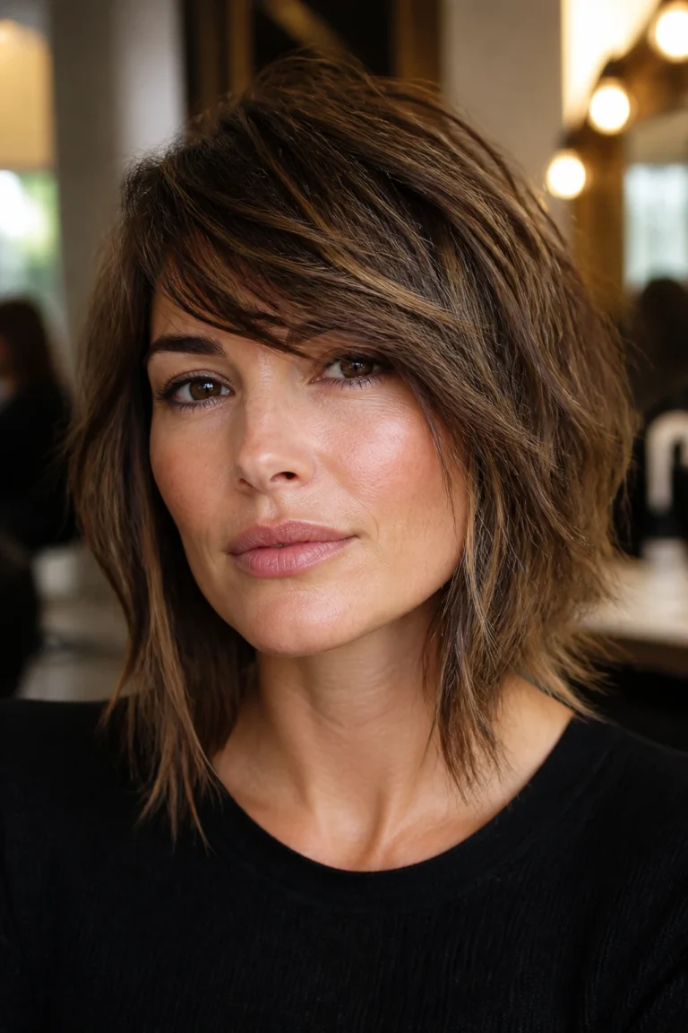 22 Medium Shag Haircuts with Bangs for Square Faces