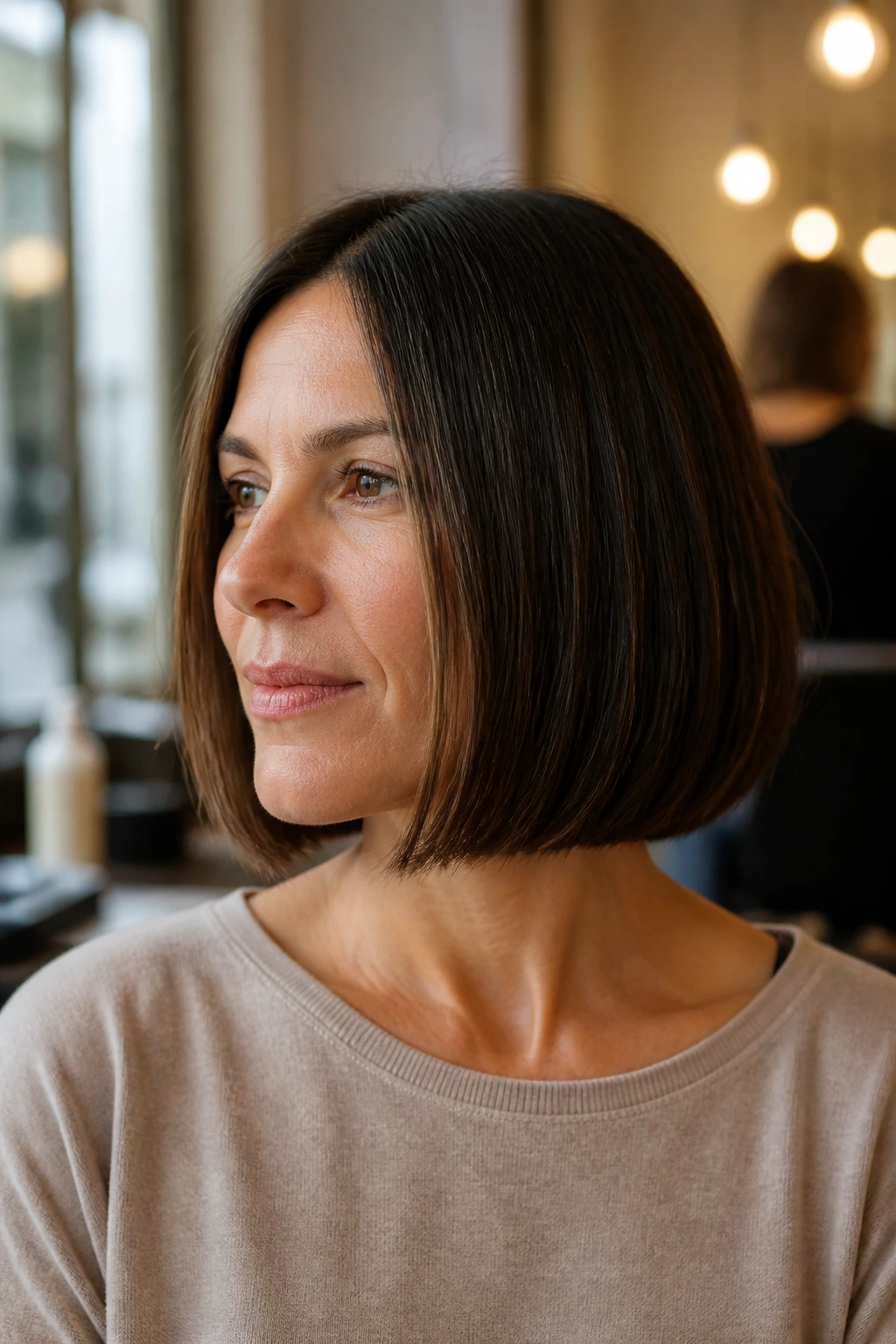 Close-up of real hair showing blunt edge and density