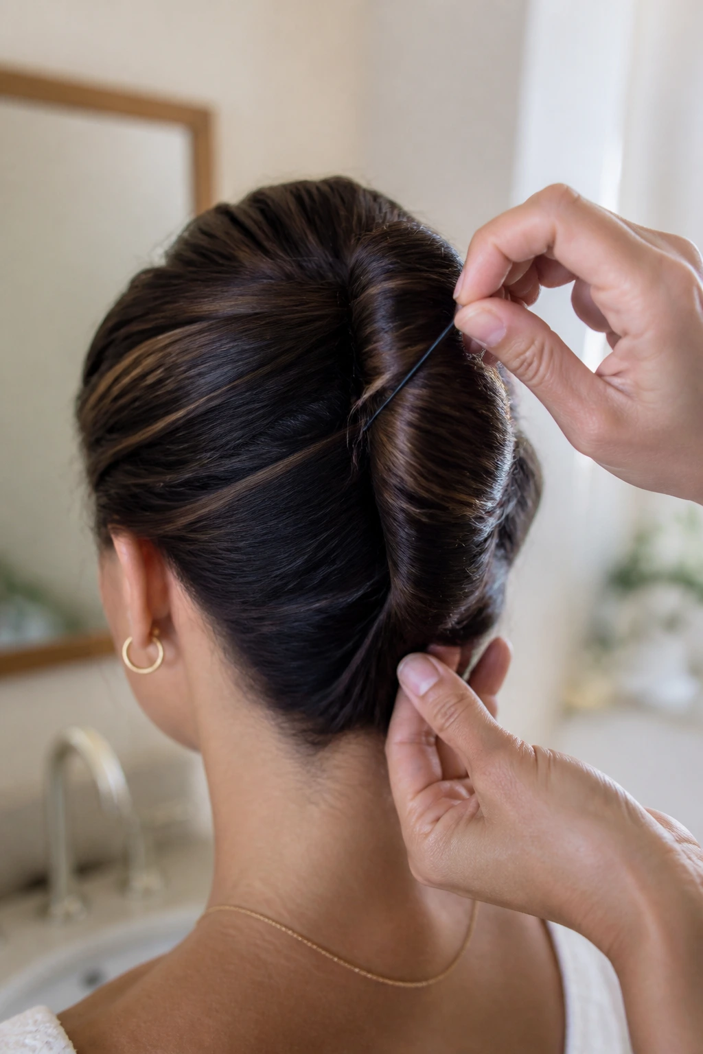 Back view of head showing a refresh with a new pin reinserting into the twist.
