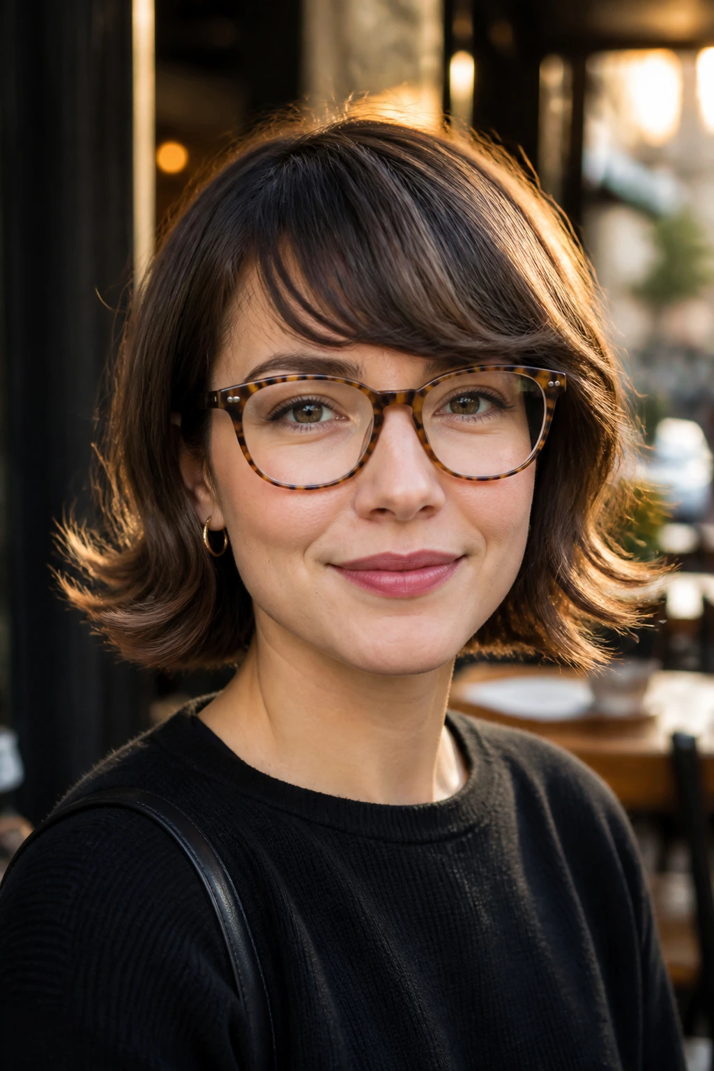 Portrait of a real woman with retro flipped ends