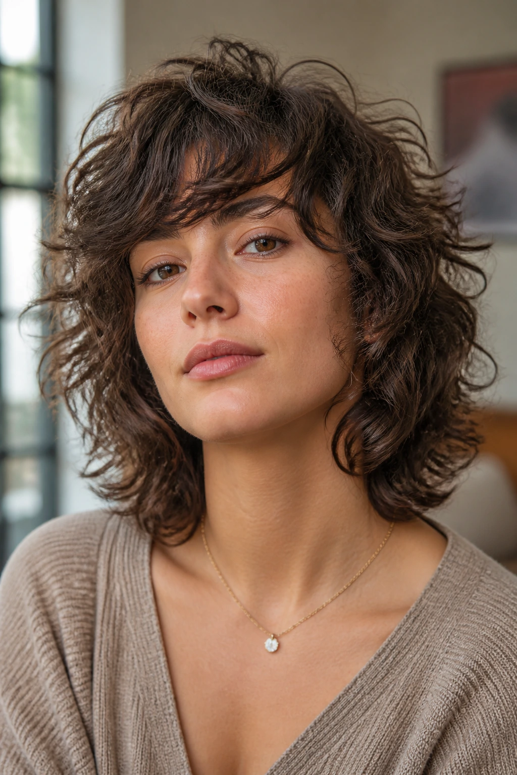 Real person with Rezo-inspired balanced shag hairstyle