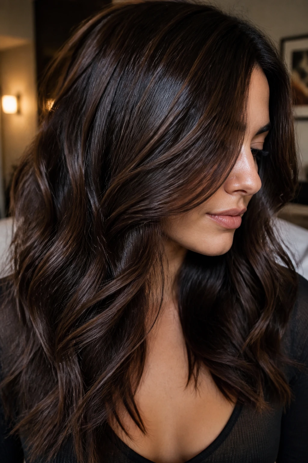 Portrait of rich brunette color with depth and shine