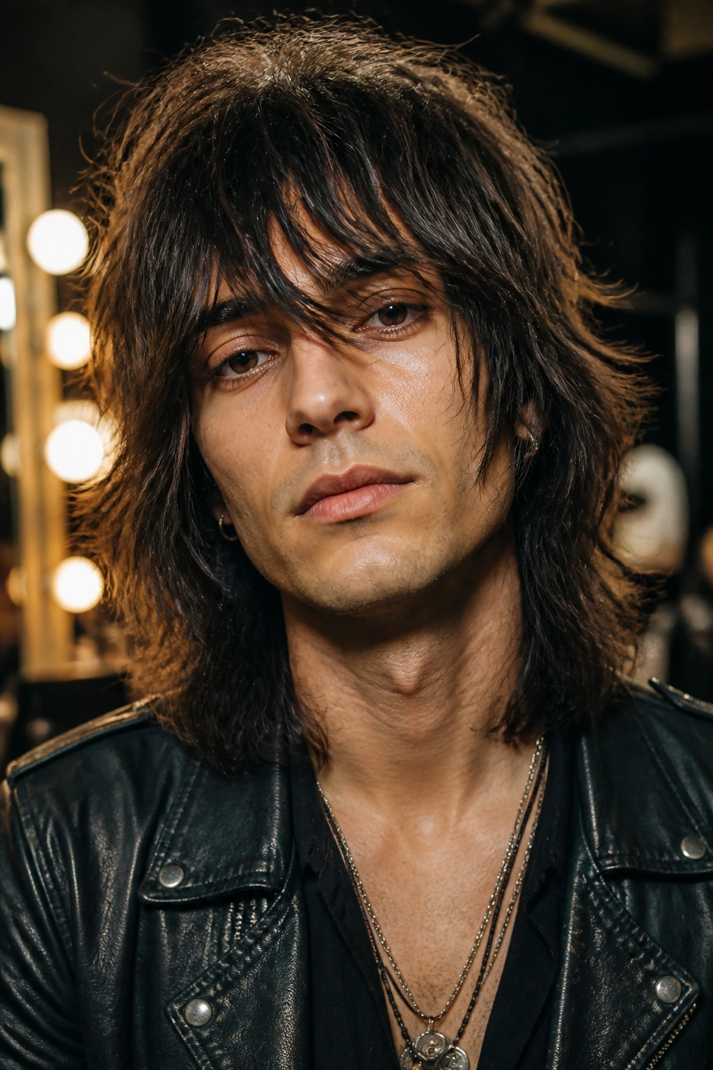 Close-up of real person with rock-inspired layered cut and fringe separation